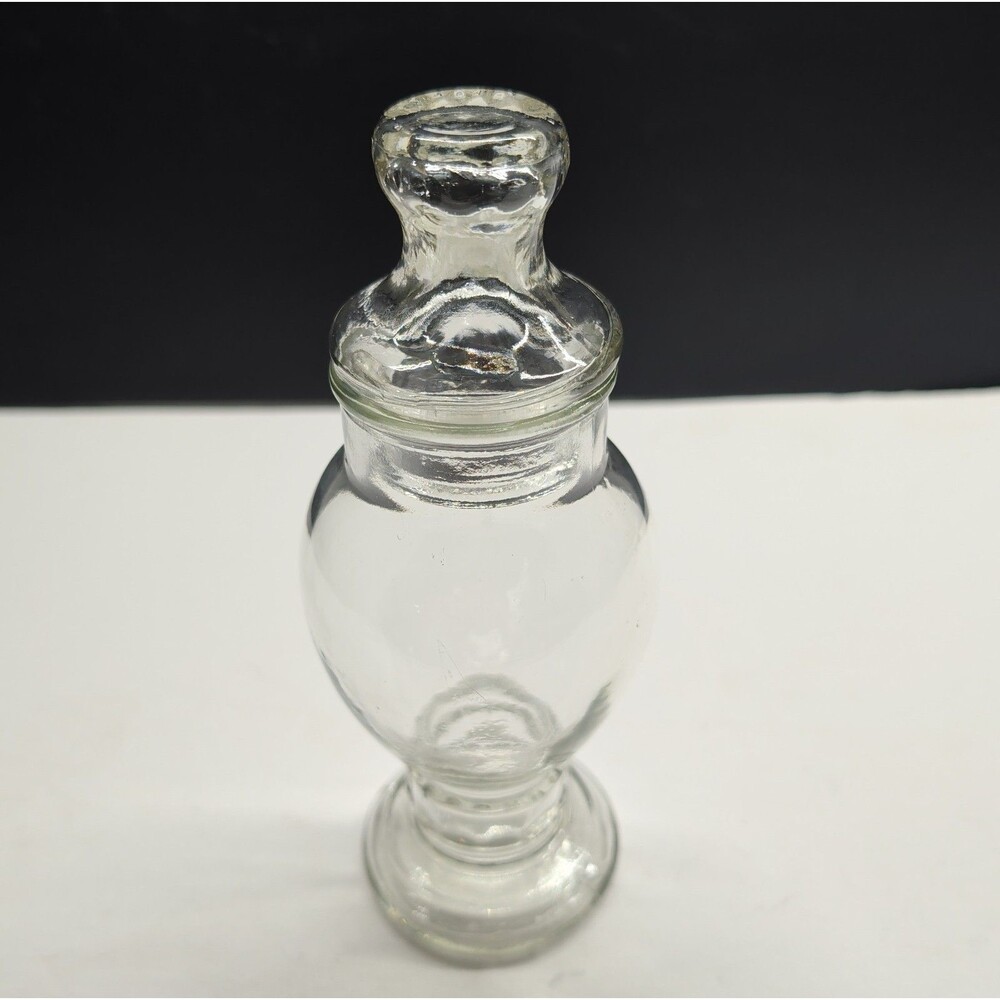 ​Vintage Clear Glass Pedestal Apothecary Jar Lidded Candy Dish Urn